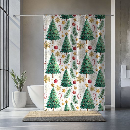 Elegante kerstbomen Minimalistische douchegordijn