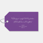Elegante Kerstbomen Paars Zilver Cadeaulabel (Achterkant Horizontaal)