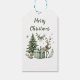 Elegante kerstbomen & rendier cadeau label cadeaulabel
