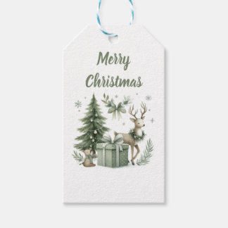 Elegante kerstbomen & rendier cadeau label cadeaulabel