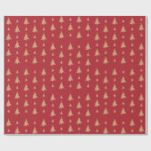 Elegante kerstbomen rood en goud cadeaupapier (Vlak)