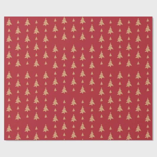 Elegante kerstbomen rood en goud cadeaupapier (Vlak)