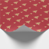 Elegante kerstbomen rood en goud cadeaupapier (Hoek)
