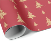 Elegante kerstbomen rood en goud cadeaupapier (Rol Hoek)