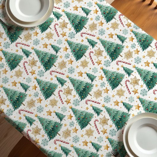 Elegante kerstbomen tafelkleed candy cane kunst