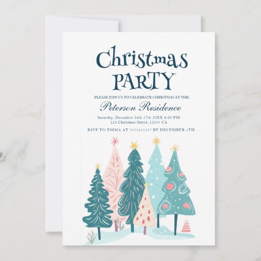 Elegante kerstbomen tekenen kerstfeest kaart (Voorkant)