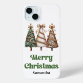 Elegante Kerstbomen Waterverf Luipaard Case-Mate iPhone Case (Achterkant)