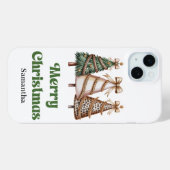 Elegante Kerstbomen Waterverf Luipaard Case-Mate iPhone Case (Achterkant (horizontaal))