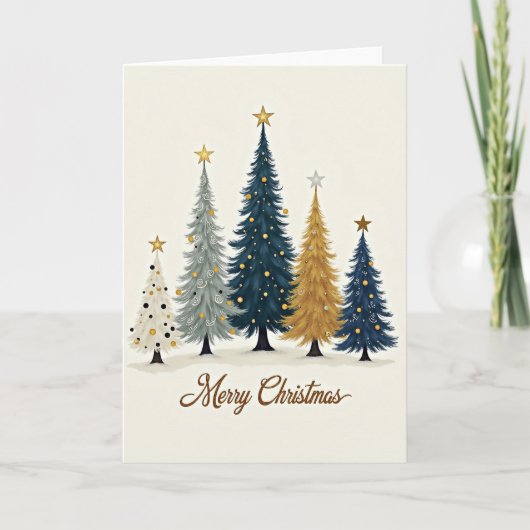 Elegante kerstbomen wenskaart kaart (Voorkant)