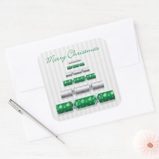 Elegante kerstbonbons vierkante sticker (Envelop)