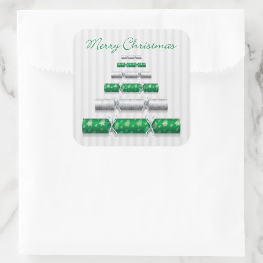 Elegante kerstbonbons vierkante sticker (Tas)