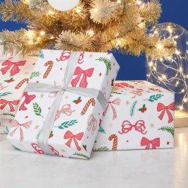 Elegante Kerstboog en snoeppatroon Cadeaupapier