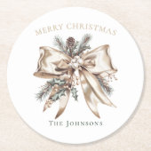 Elegante kerstboog gepersonaliseerde onderzetters (Voorkant)