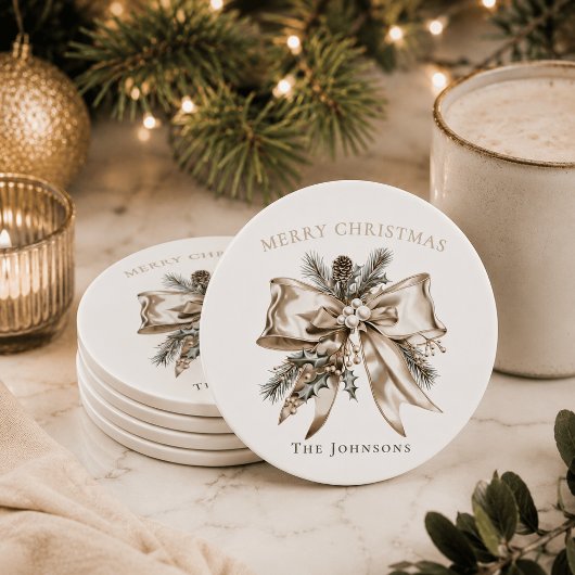 Elegante kerstboog gepersonaliseerde onderzetters