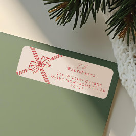 Elegante kerstboog & lint Cadeau Etiket