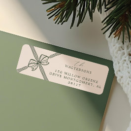 Elegante kerstboog & lint Cadeau Etiket