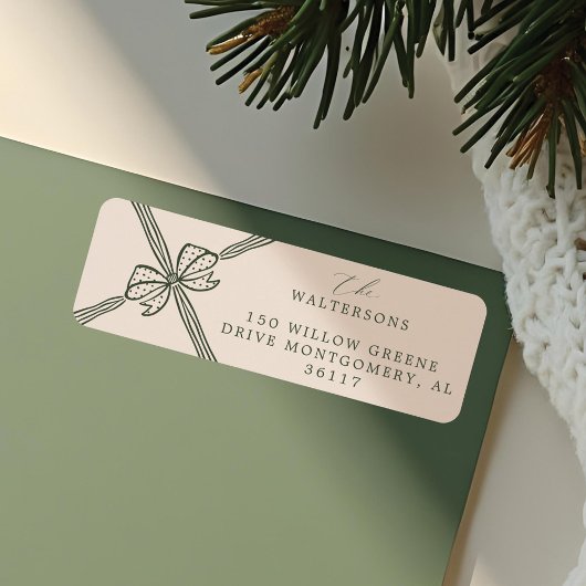 Elegante kerstboog & lint Cadeau Etiket