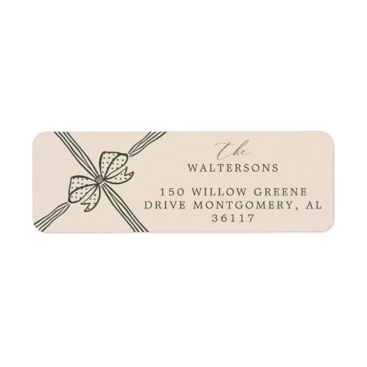 Elegante kerstboog & lint Cadeau Etiket (Voorkant)