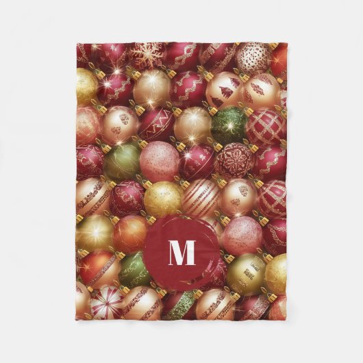 Elegante kerstboom ballen fleece deken (Voorkant)