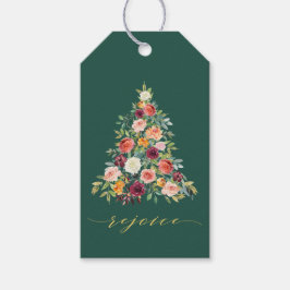 Elegante kerstboom Bloemen verheugen Cadeaulabel