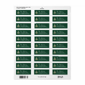 Elegante kerstboom bos groen retour adres etiket (Full Sheet)
