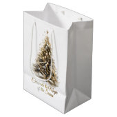 Elegante kerstboom cadeau tas medium cadeauzakje (Voorkant Gekanteld)