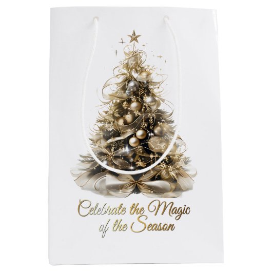 Elegante kerstboom cadeau tas medium cadeauzakje (Voorkant)