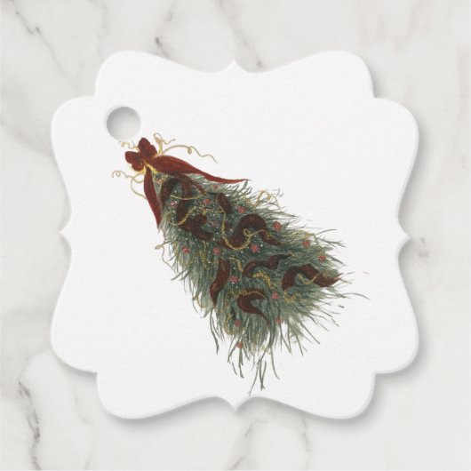 Elegante kerstboom cadeaubijsluiter bedankjes labels (Voorkant)