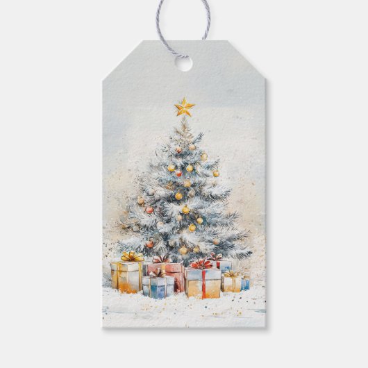 Elegante kerstboom  cadeaulabel (Voorkant)