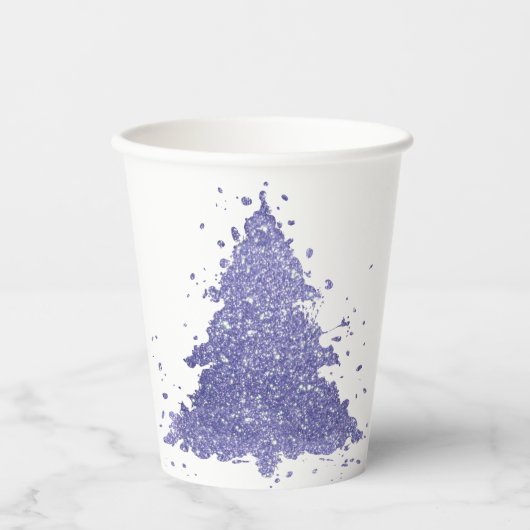 Elegante kerstboom | Charmante Lavendel Paarse Papieren Bekers (Voorkant)