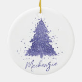 Elegante kerstboom | Charmante Paarse Custom Keramisch Ornament (Achterkant)