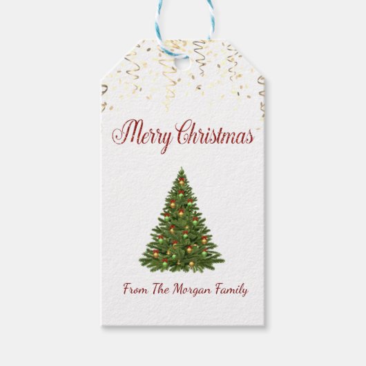 Elegante, Kerstboom, Confetti Cadeaulabel (Voorkant)