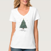 Elegante Kerstboom Dames V-Hals T-shirt (Voorkant)