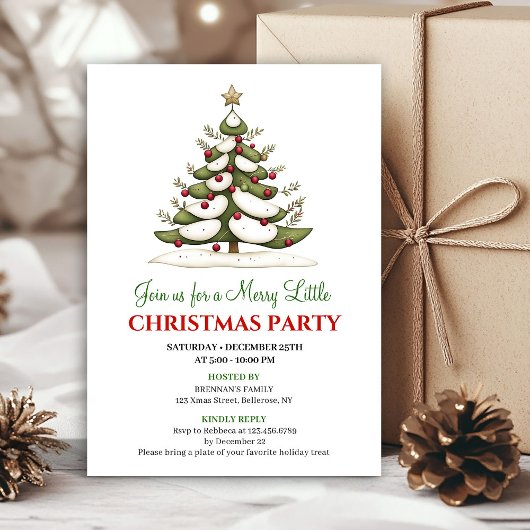 Elegante kerstboom diner uitnodiging met een whimi