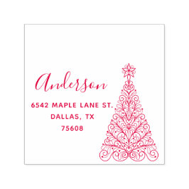 Elegante Kerstboom Douanenaam Terugkeeradres Zelfinktende Stempel