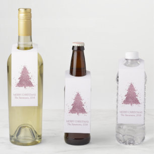 Elegante kerstboom   Dusty Mauve Pink Custom Flessenhanger