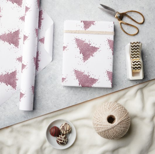 Elegante kerstboom | Dusty Mauve Pink Splatter Cadeaupapier (Crafts)