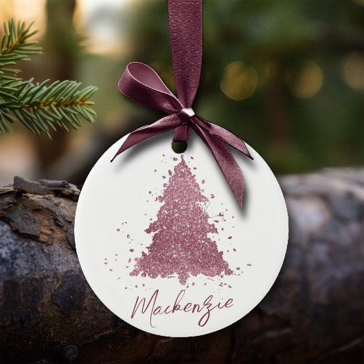 Elegante kerstboom | Dusty Mauve Pink Splatter Keramisch Ornament