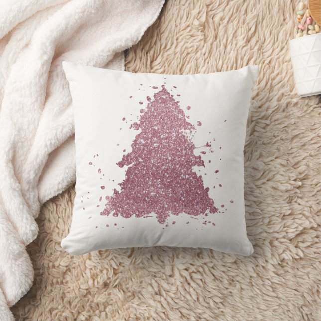 Elegante kerstboom | Dusty Mauve Pink Splatter Kussen (Deken)