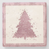 Elegante kerstboom | Dusty Mauve Pink Splatter Stenen Onderzetter (Voorkant)