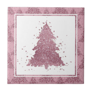 Elegante kerstboom   Dusty Mauve Pink Splatter Tegeltje