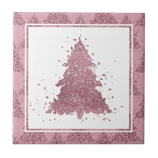 Elegante kerstboom | Dusty Mauve Pink Splatter Tegeltje (Voorkant)