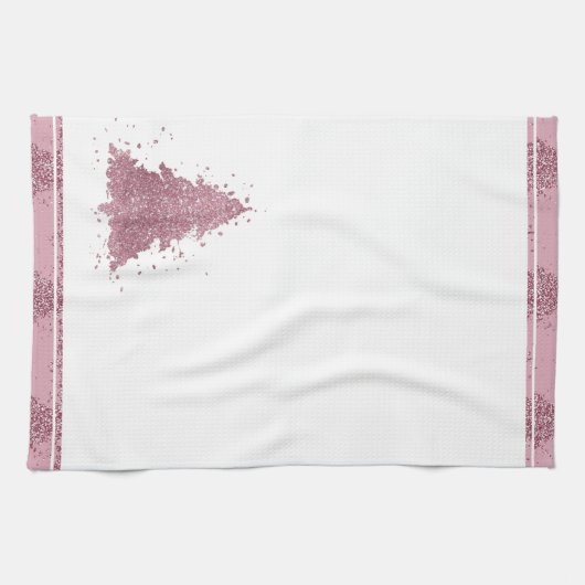 Elegante kerstboom | Dusty Mauve Pink Splatter Theedoek (Horizontaal)