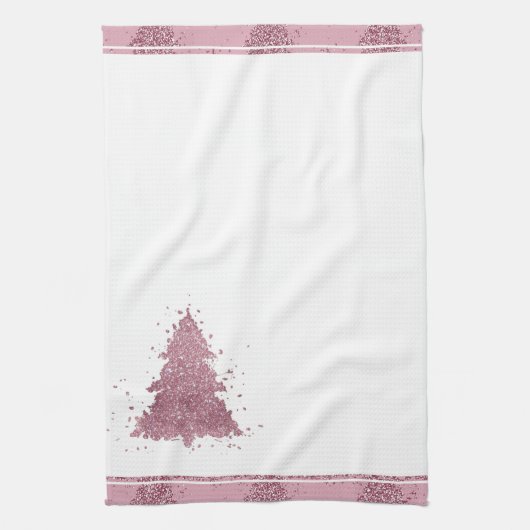 Elegante kerstboom | Dusty Mauve Pink Splatter Theedoek (Verticaal)