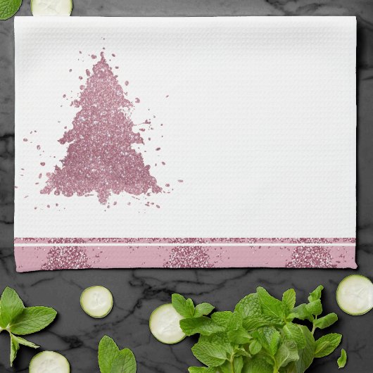 Elegante kerstboom | Dusty Mauve Pink Splatter Theedoek