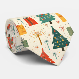 Elegante Kerstboom en Cadeaupatroon  Stropdas