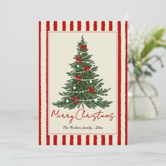 Elegante Kerstboom Feest Kerstkaart (Staand voorkant)