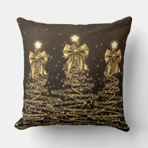 Elegante Kerstboom Glanzende Bomen Goud Neppe Boog Kussen
