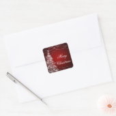Elegante kerstboom glanzende sterren rood vierkante sticker (Envelop)