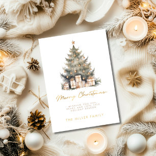 Elegante Kerstboom Goud Minimalistisch Feestdagenkaart
